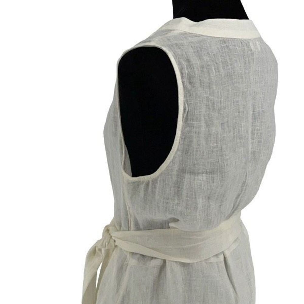 Faherty Womens Bria Sleeveless Lace Trim Linen Belted Dress Cream Size Small - Picture 8 of 14